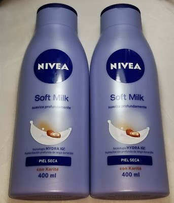 Pack of 2 - Nivea Body Soft Milk Lotion for Skin Dry 400 mL Each - NEW