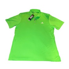NWT Adidas Mens Large UPF 30 Green Polo Golf Shirt Short Sleeve Lightweight Soft