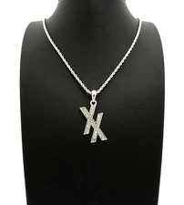 NEW MGK XX PENDANT & 24" BOX/CUBAN/ROPE CHAIN HIP HOP NECKLACE XSP554R