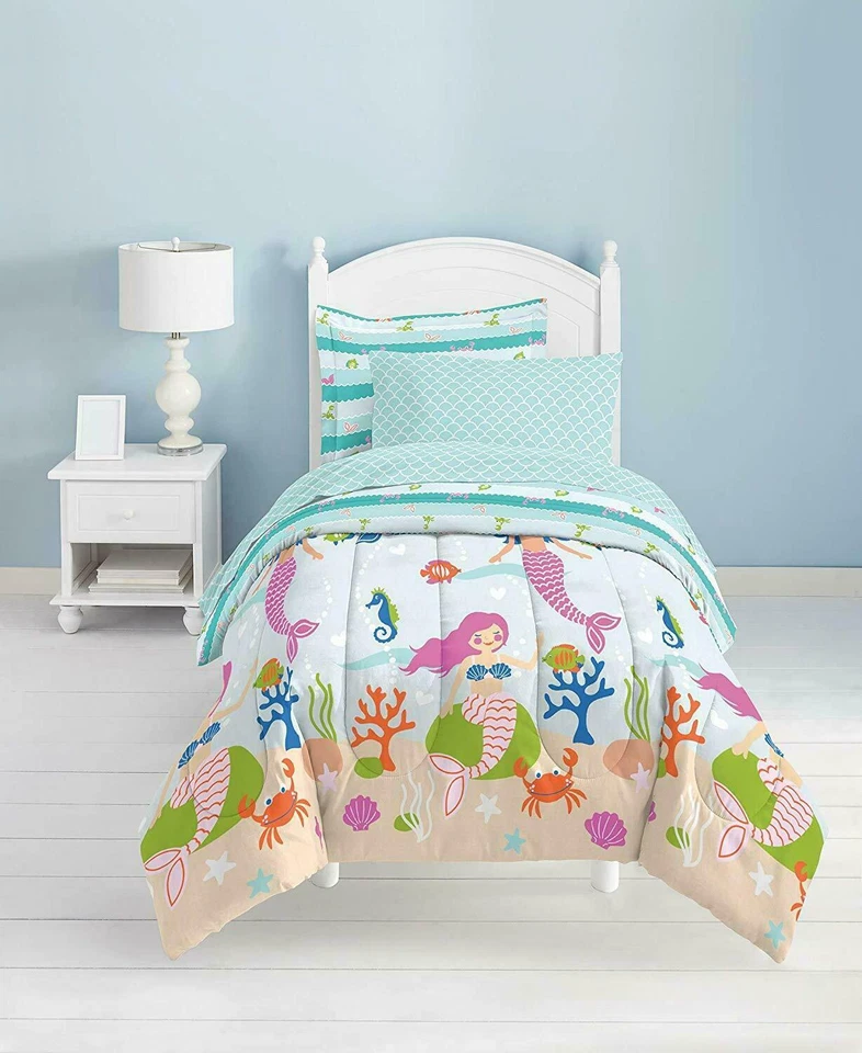 Conjunto de edredom Dream FACTORY Mermaid Dreams, duplo, azul claro - Imagem 4 de 4