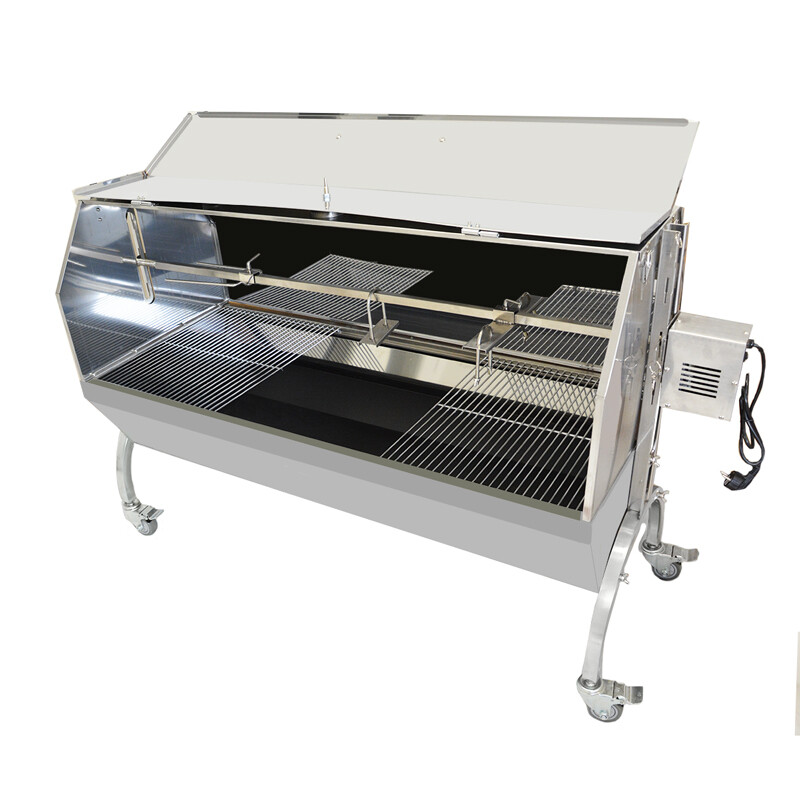 Beeketal Spanferkelgrill Lammgrill BBQ Grill Grillwagen Barbecue mit Abdeckung