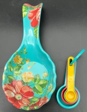 Pioneer Woman Melamine Floral Spoon Rest and Matching Measuring Spoons 2017