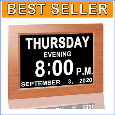 Elegant 8'' Digital Alarm Clock for Living Room and Bedroom - Multiple Alarms