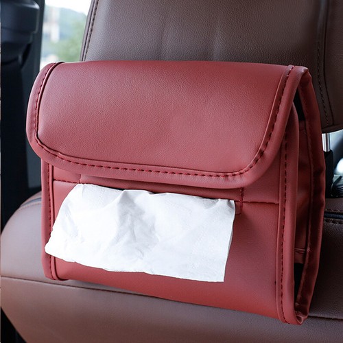Car Auto Storage Box/Coin Bag Organizer Pocket Hanging Holder Seat PU redBMsN - Picture 2 of 2
