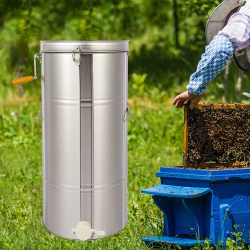 2 Frame Honey Extractor Manual Spinner Beekeeping Equipment Stainless Steel NEW - Picture 1 of 17