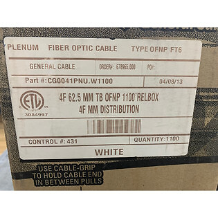 General Cable CG0041PNU 4 Strand Fiber Multimode Indoor Fiber 62.5/125 Plenum...