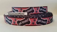 Grosgrain Ribbon Got Treats? Doggie Bones Paw Prints on Chevron Dogs Cats 5/8"