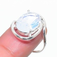 Milky Opalite Gemstone Handmade 925 Sterling Silver Jewelry Ring Size 8.25 US 