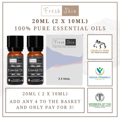 FRESHSKIN Essential Oil 20ml (2 x 10ml) Natural 100% Pure High Quality Vegan Oils