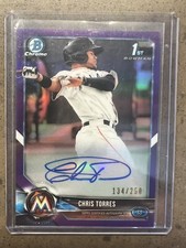 2018 Bowman Chrome Prospect Purple Refractor #'d /250 Chris Torres Auto