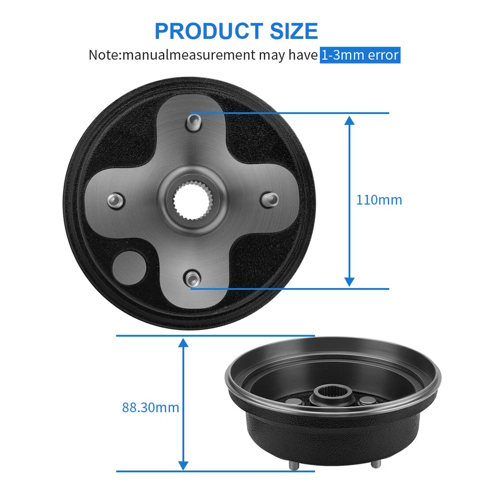 Tambor de freno de rueda delantera/trasera para Yamaha Timberwolf 250 YFB250 YFB250FW 1994-2000 Foto 4 de 4