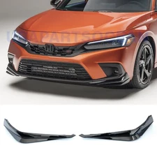 For 2022-2024 Honda Civic Front Bumper Lip HPD Style Splitter GLOSS BLACK 2Pcs
