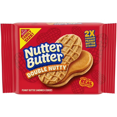 NUTTER BUTTER Double Nutty Peanut Butter Sandwich Cookies Family Size, 15.27 oz.