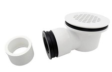Low Profile Shower Drain Kit for 2  Side Outlet Drain  with 1.5  White