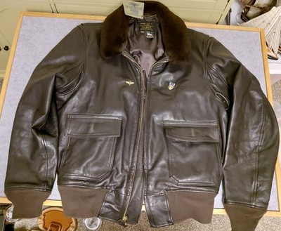 Genuine COCKPIT USA Vintage G-1 NAVY Flight Jacket Brown Goatskin Top Gun