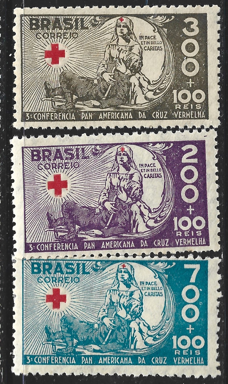Brazil, Scott #B5-B7, Red Cross Conference, MH
