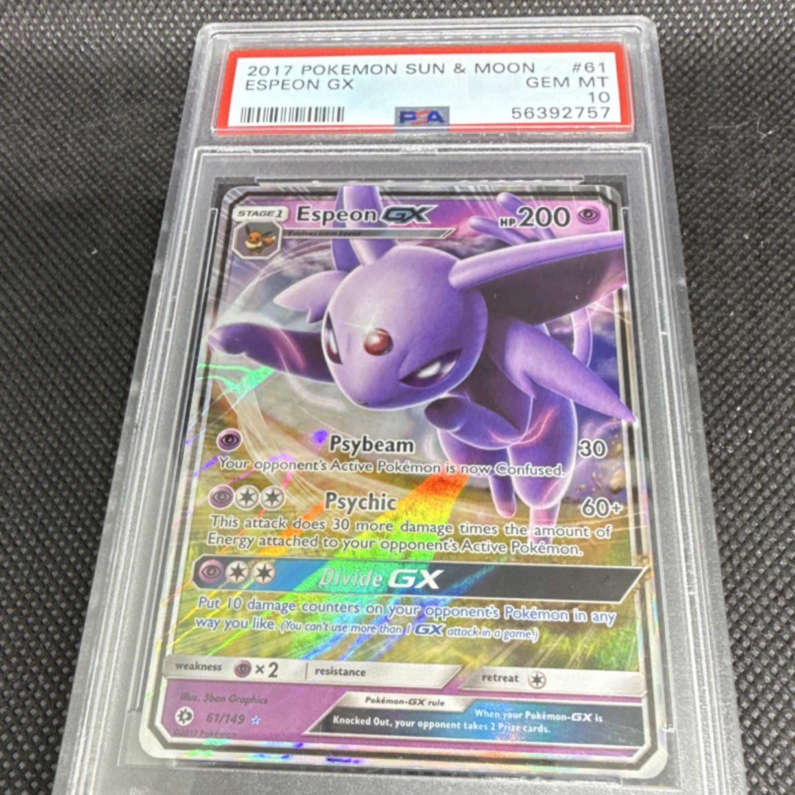 Pokémon Espeon GX 61/149 Sun & Moon PSA 10 Ultra Rare GX Holo 200HP