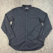 Outerknown Long Sleeve Button Up Shirt Mens Medium Navy Dot Organic Cotton
