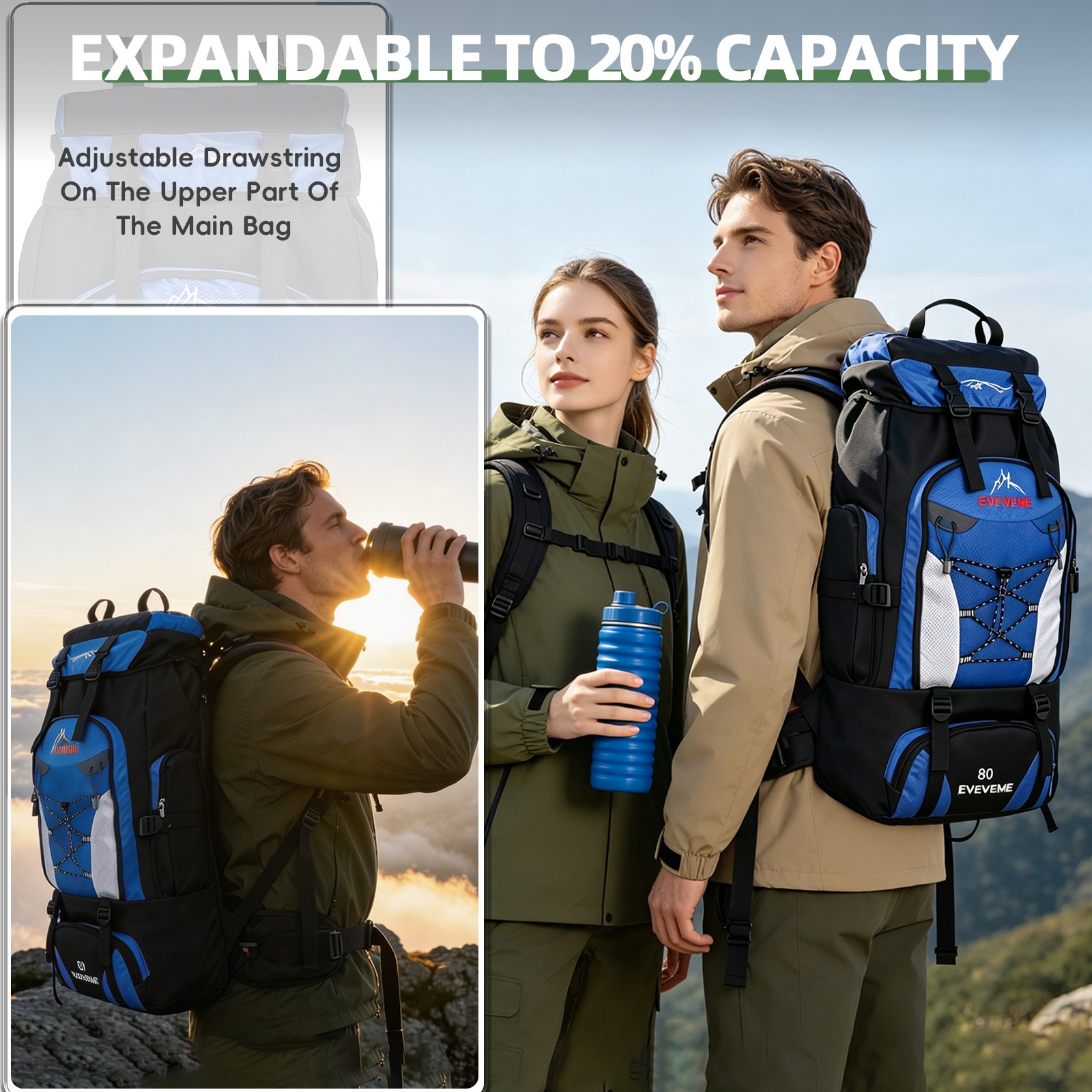 80L Military Tactical Backpack Rucksack Travel Bag for Camping Hiking Outdoor