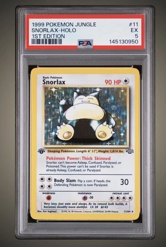 1999 POKEMON JUNGLE 1ST ED #11 SNORLAX-HOLO PSA 5 EX