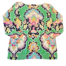 CHAPS PL Lightweight Sweater Colorful Knit Dopamine Dressing Maximalist Paisley