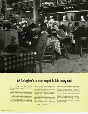 1942 S.C. Johnson Floor Wax Gallagher's Restaurant New York Vintage Print Ad