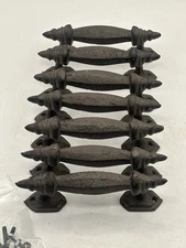 Primitive Style Heavy Cast Iron Drawer Cabinet Pull Set Of 7 With Some Hardware