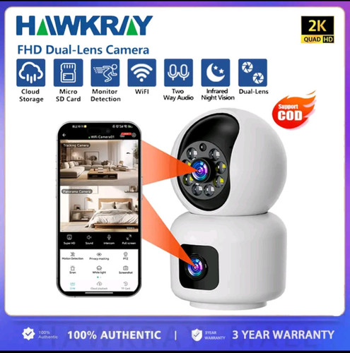 Smart AI Security Camera Dual Lens 2k HD,2.4GHz WiFi Color Night Vision Motion - Picture 2 of 6