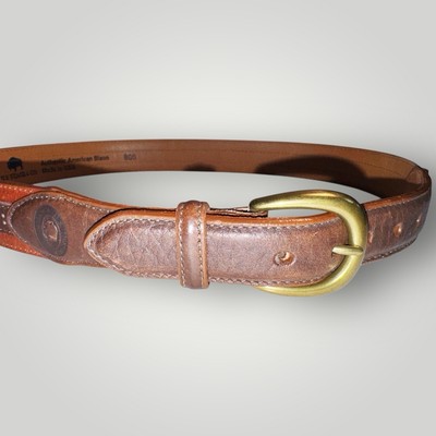 NEW H.S. TRASK & CO ANACONDA BELT BROWN 32 BISON LEATHER DRESS BELT
