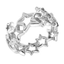 Cut Out Stars Link Band Sterling Silver Ring-6