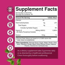 Vitamin E Gummies for Skin Care - High-Potency Vitamin E 400 IU Skin Suppleme...