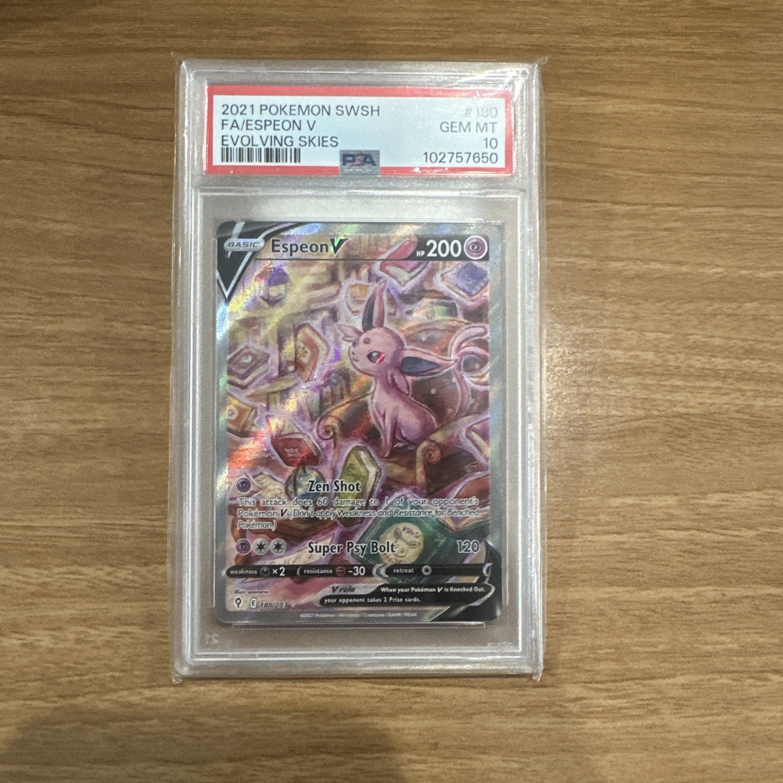 Pokemon Espeon V Evolving Skies Full Alt Art #180 PSA 10 Gem Mint FAST SHIPPING