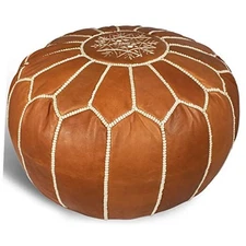  Comfortable Leather Ottoman Pouf - Handmade Unstuffed Moroccan Pouf Brown