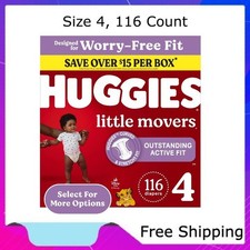Huggies Little Movers Baby Diapers, Size 4 22-37 lbs , 116 Count