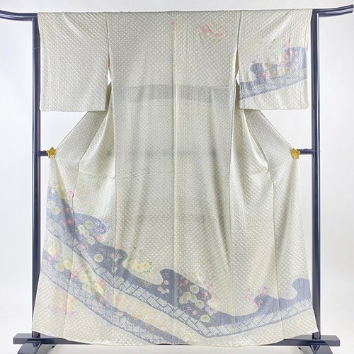 Kimono Visit Chrysanthemum Shibori Silver Length 157cm Sleeve 64cm M - 第 1/6 張圖片