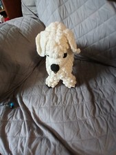 VINTAGE CROCHET LAMB STUFFED PLUSH WHITE AND BLACK 10 X 10.5