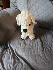 VINTAGE CROCHET LAMB STUFFED PLUSH WHITE AND BLACK 10 X 10.5