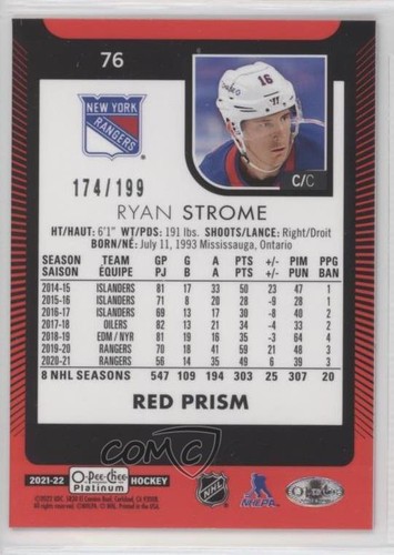 2021-22 O-Pee-Chee Platinum Red Prism 174/199 Ryan Strome #76 bg9 - Picture 2 of 3