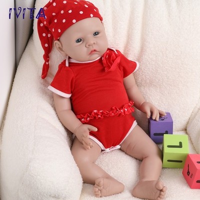 IVITA 20''Blaue Augen Mädchen Vollsilikon Reborn Baby Puppe Geschenke Xmas Gift