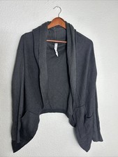 Lululemon Cashmere Blend Wrap Cardigan Sweater Gray Long Sleeve Womens 8