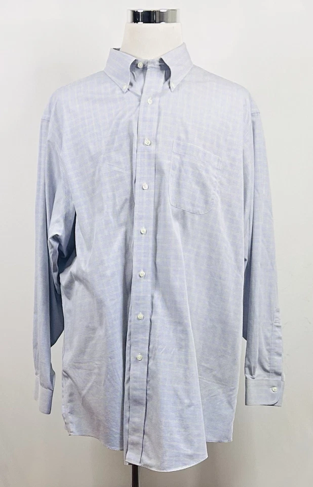 Camisa de vestir Brooks Brothers 19 36 ajuste tradicional sin hierro azul amarillo a cuadros Foto 2 de 4