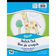 Pacon  Sketch Pad, White, 9" x 12", 50 Sheets PACMMK50105F UPC 000671501059