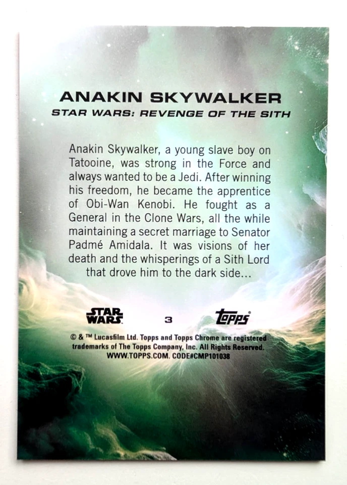 Topps Star Wars Chrome 2025 Anakin skywalker /25 - Image 2 of 2