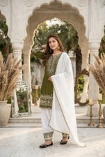 Green Heavy Silk Farshi Salwar Kameez With Dupatta For Function Wear