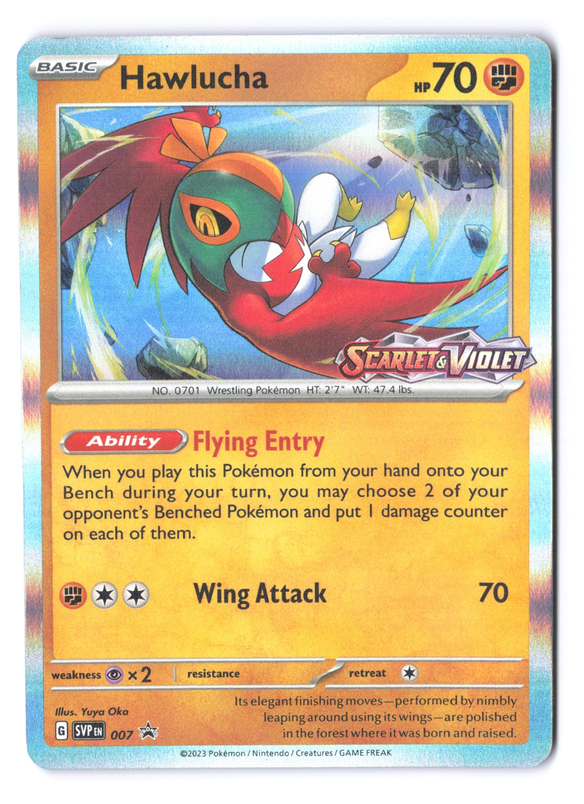 Pokemon Hawlucha (Prerelease) Scarlet & Violet Promo Card 007 Holo NM