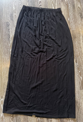 AKH Fashion langer Rock in schwarz mit Schlitz Gr 7 (48-54..)