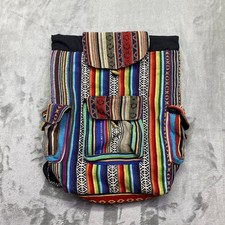 Boho Backpack 100 Percent Cotton Handmade in Nepal Colorful Striped Festival Bag