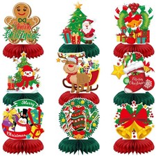 9 Pcs Christmas Honeycomb Centerpieces Table Decorations Xmas Holiday Party