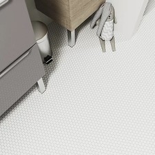 Oregia White Ceramic Mosaic tile sheet, (L)310mm (W)315mm