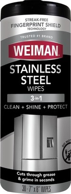 Weiman Stainless Steel Cleaner, 30 30 Count (Pack of 1), stainless steel 